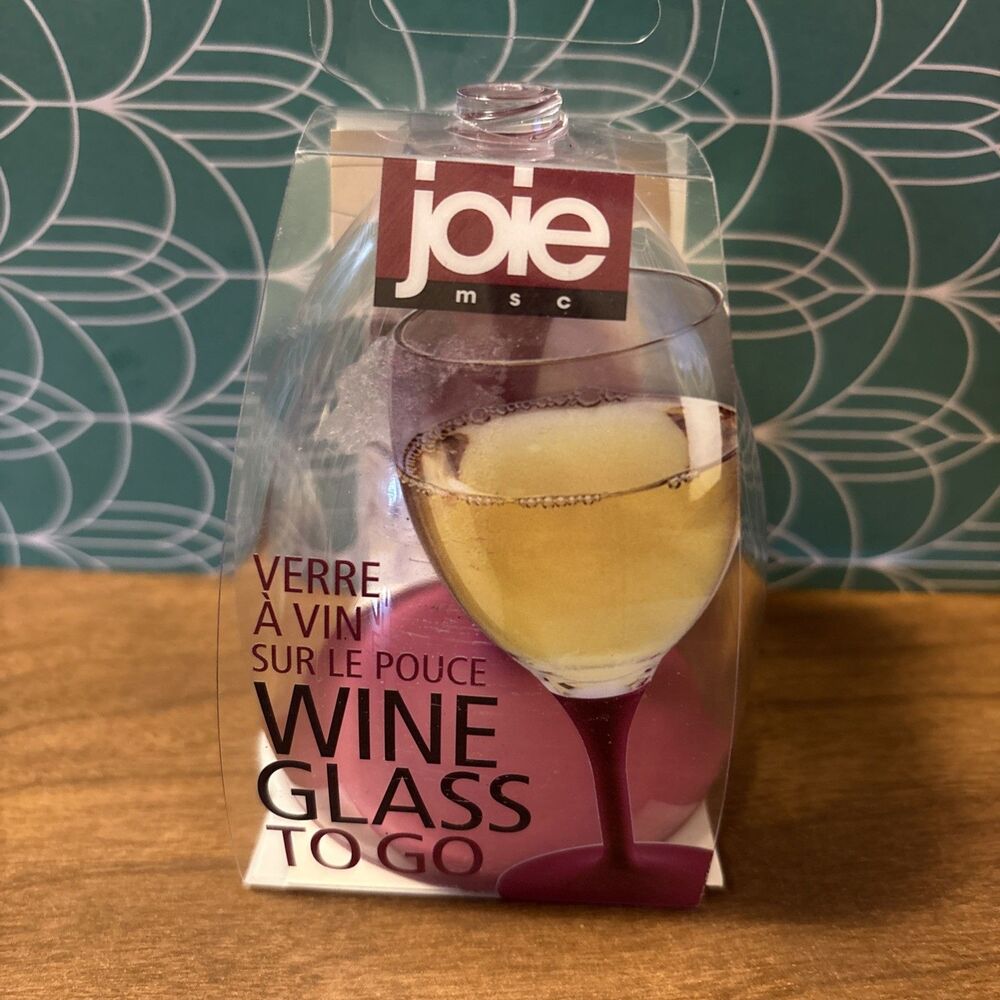 Joie Wine Glass To Go Compact Personal Travel w/ Burgundy Stem 7.44 Oz.